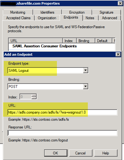 XenMobile und ADFS als dual IdP für ShareFile SSO Adfs Logout Endpoint